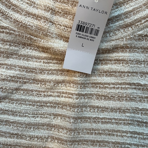 NWT Ann Taylor Tweed Striped Mock Turtleneck Top Women's Size Large - Picture 3 of 4